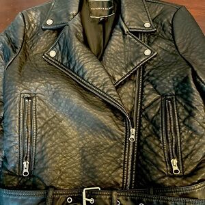 Victoria’s Secret black faux leather Moto jacket.